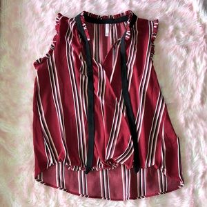 BRAND NEW! Xhilaration wine red striped tank XL